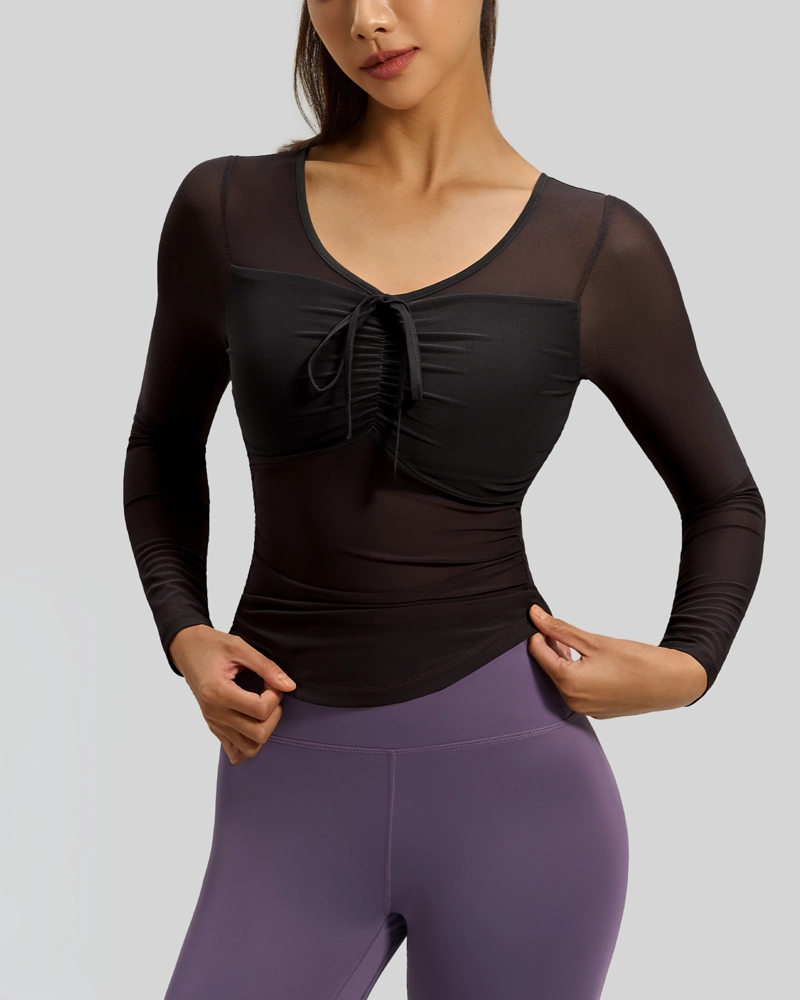 POLERA FITNESS MUJER CHIC MANGA TUL CALIDAD PRO - JYT027 - 4