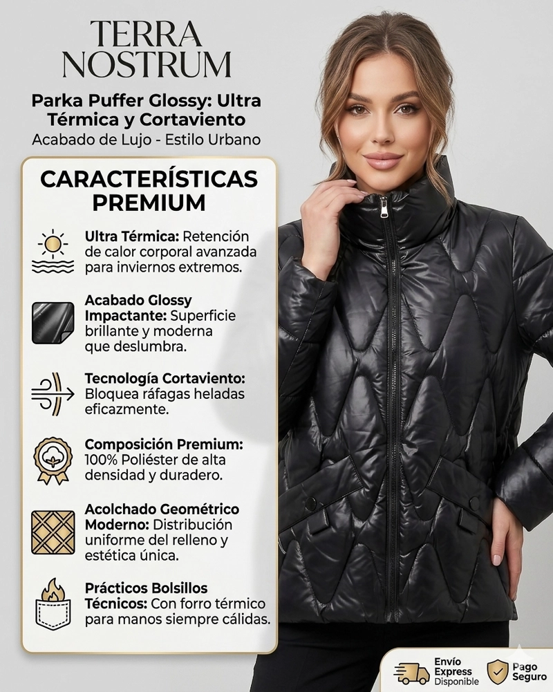 PARKA OUTDOOR MUJER PUFFER GLOSSY ESTILO MODERNO - ELX1724 - 4