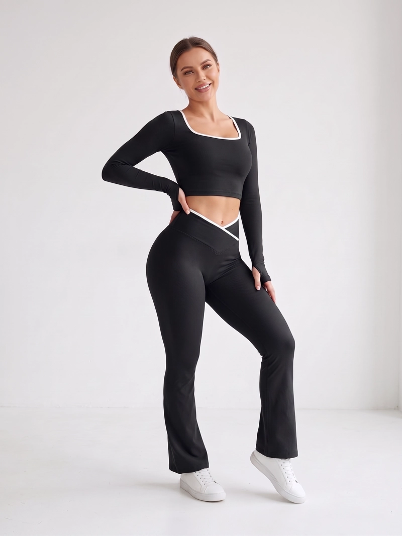 CONJUNTO DEPORTIVO MUJER FLARE PRETINA CRUZADA - YJ320 - 2