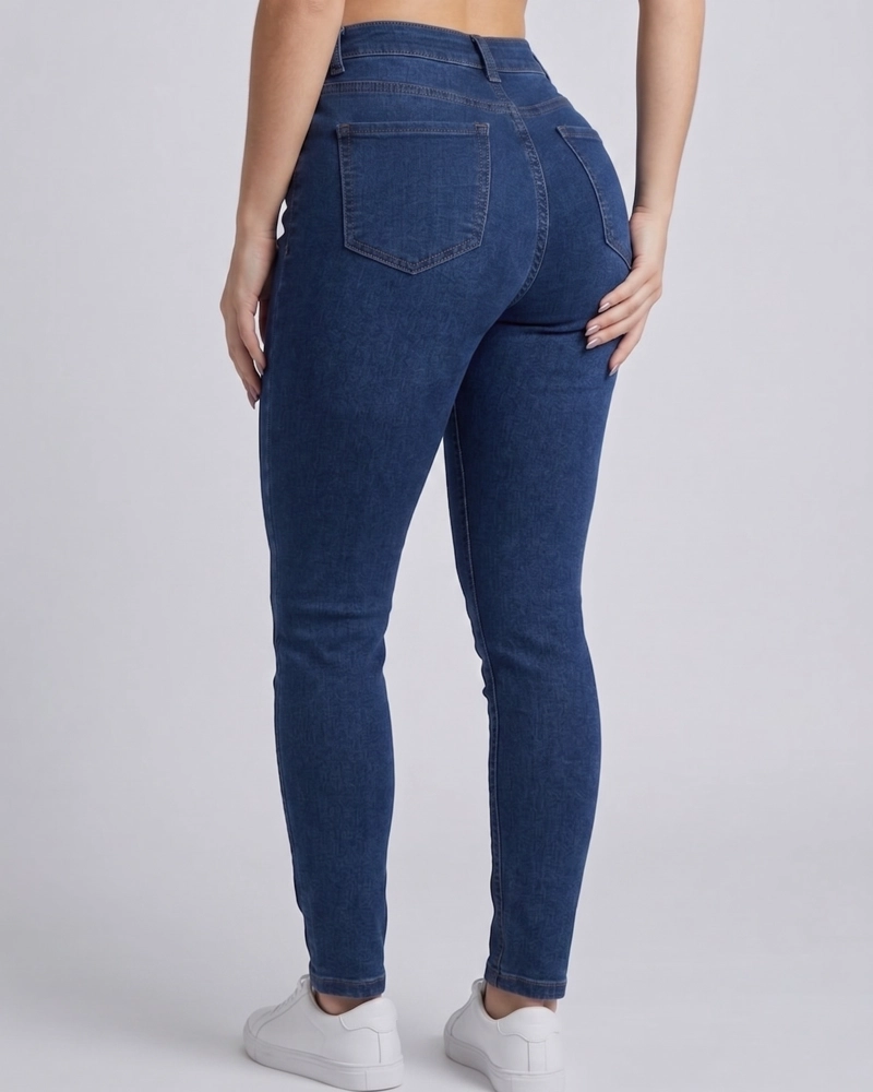 PANTALON SKINNY AZUL PROFUNDO TIRO ALTO CALCE PERFECTO - 3