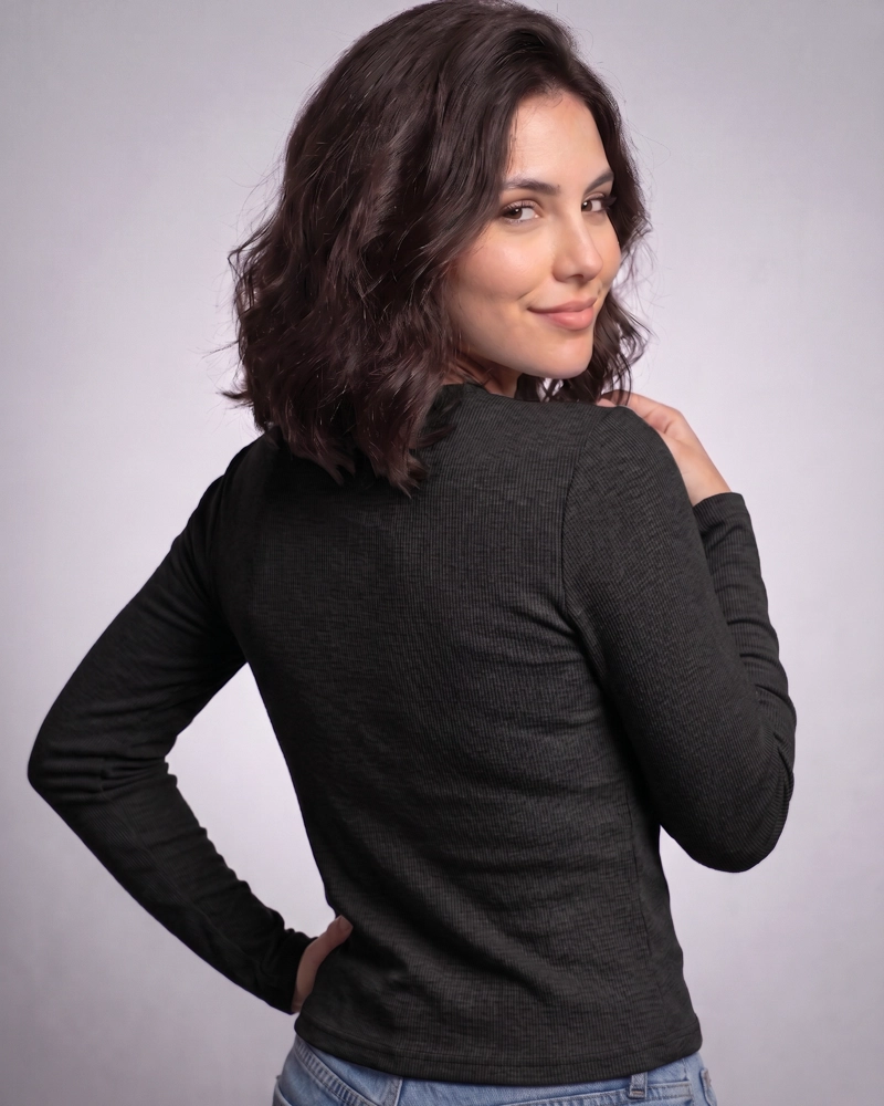 POLERA ALGODON MANGA LARGA AJUSTADA CALCE PERFECTO - 2