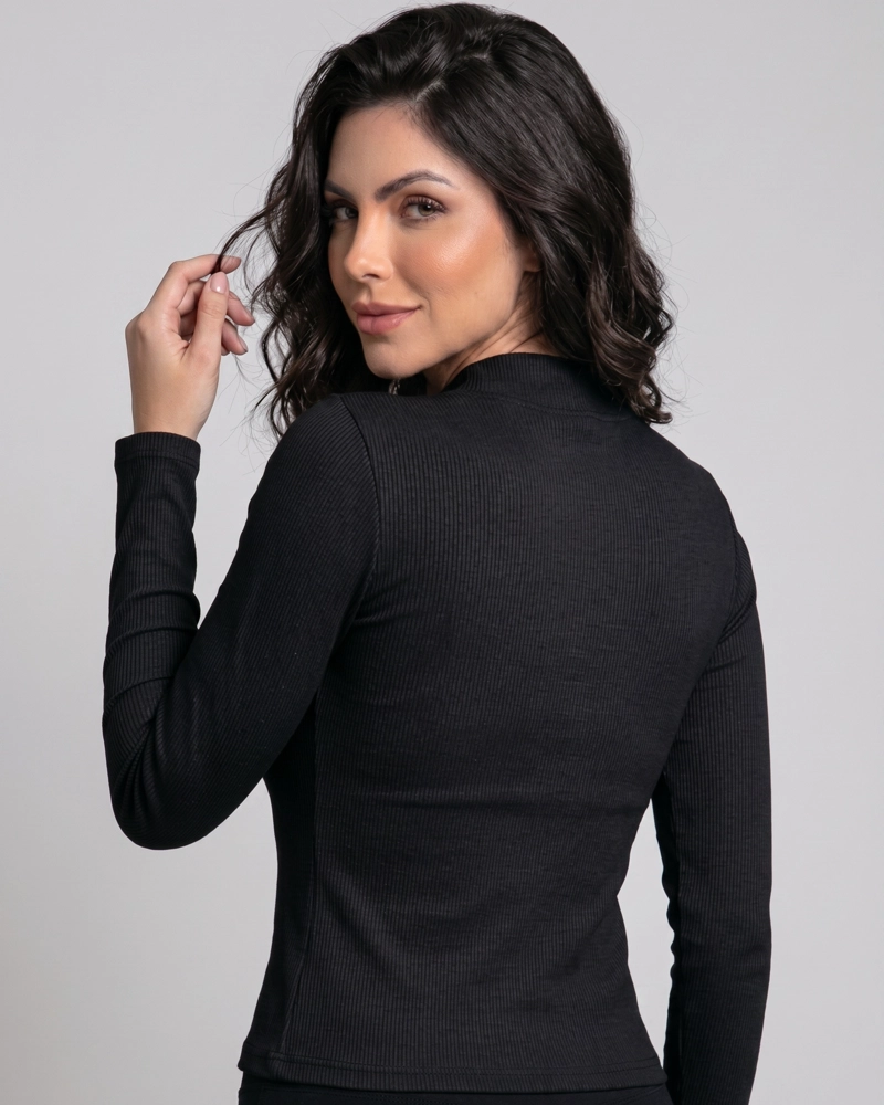 POLERA MUJER RIB CON COPAS DE REALCE Y CUELLO V - YY635 - 2