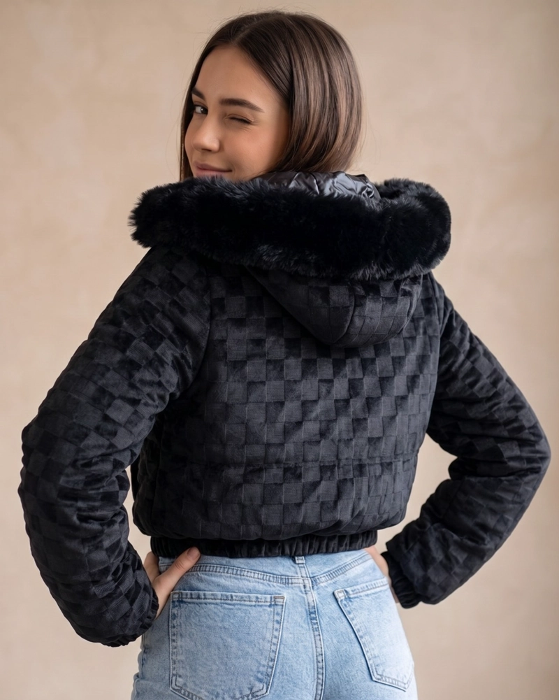 CASACA PUFFER REVERSIBLE MUJER MAXIMO ABRIGO NEGRA - 2