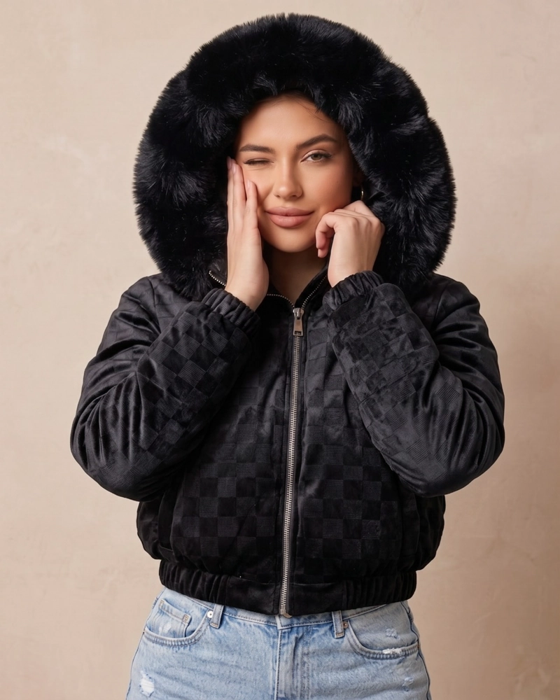 CASACA PUFFER REVERSIBLE MUJER MAXIMO ABRIGO NEGRA - 4
