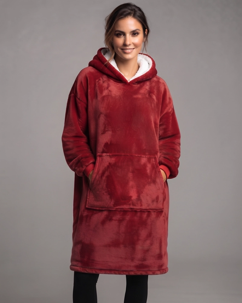 MAXI POLERON INVIERNO FORRO SHERPA CON CAPUCHA - 1