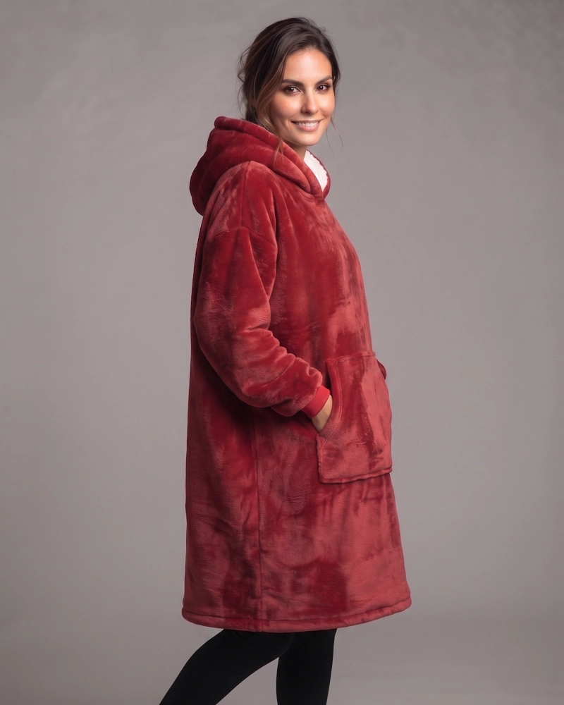 MAXI POLERON INVIERNO FORRO SHERPA CON CAPUCHA - 4