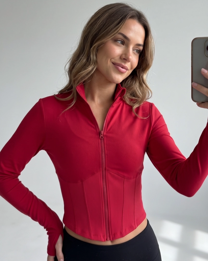CHAQUETA DEPORTIVA MUJER SLIM FIT CIERRE COMPLETO - 2