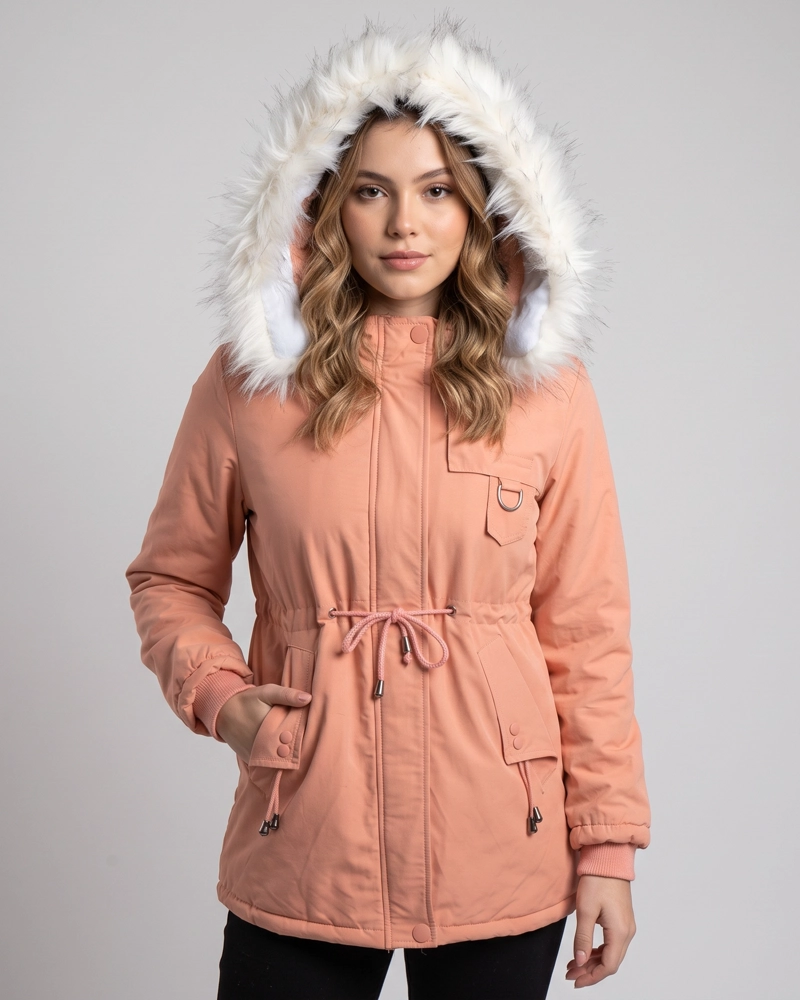 PARKA ABRIGO MUJER FORRO CHIPORRO CAPUCHA PELO FRIO EXTREMO - 2