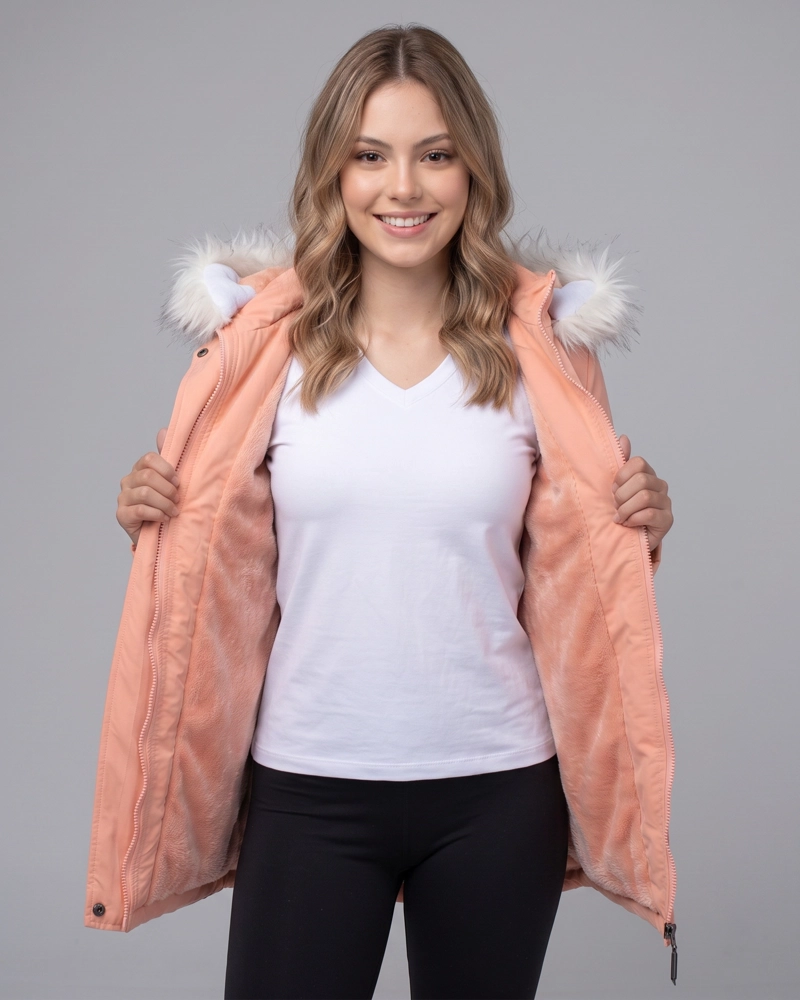 PARKA ABRIGO MUJER FORRO CHIPORRO CAPUCHA PELO FRIO EXTREMO - 3
