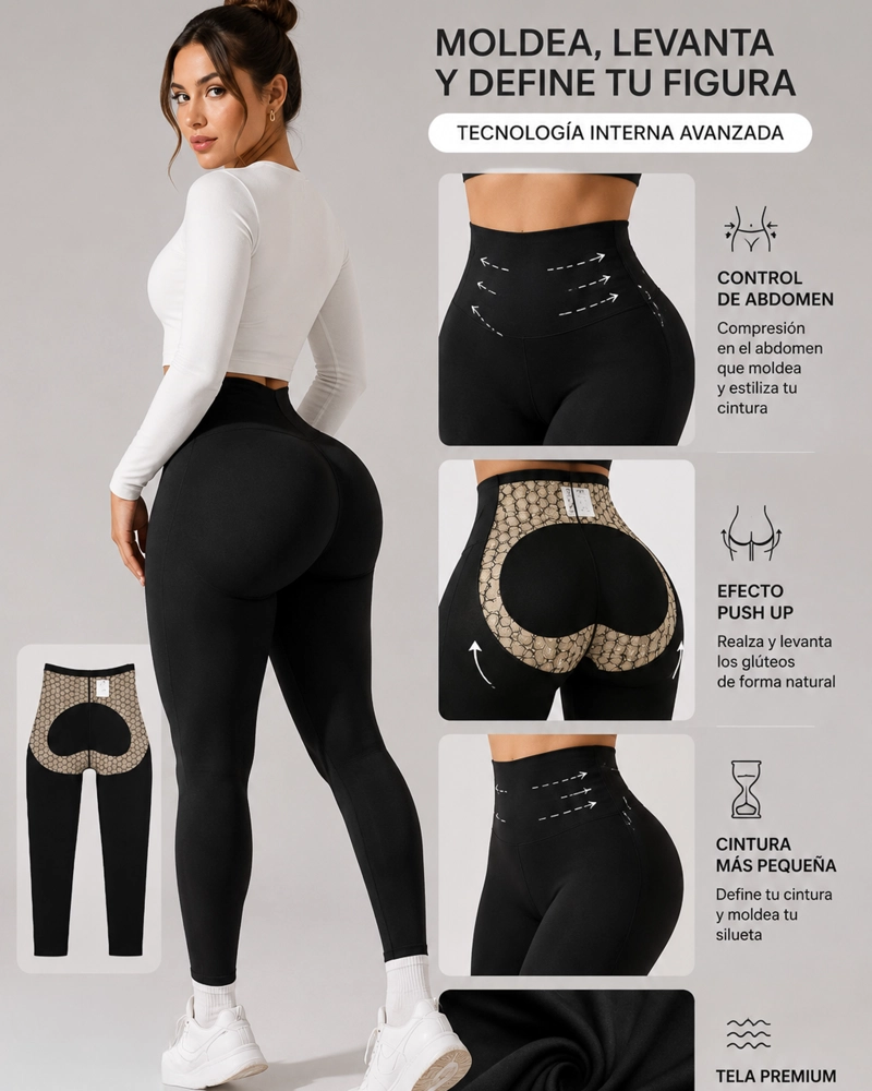 LEGGING FAJA REDUCTORA ESCULPIDO CINTURA PUSH UP TIRO ALTO - 1