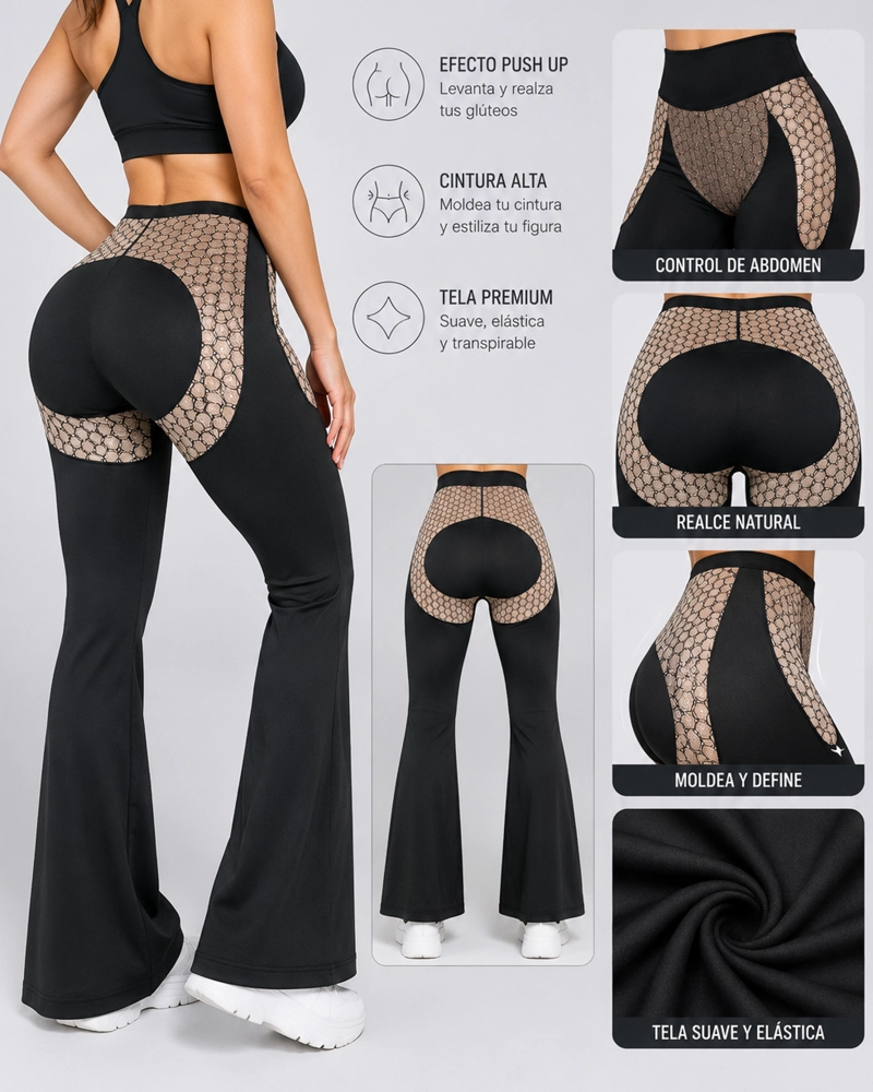 LEGGING FLARE FAJA MODELADORA OXFORD PUSH UP TIRO ALTO - 3