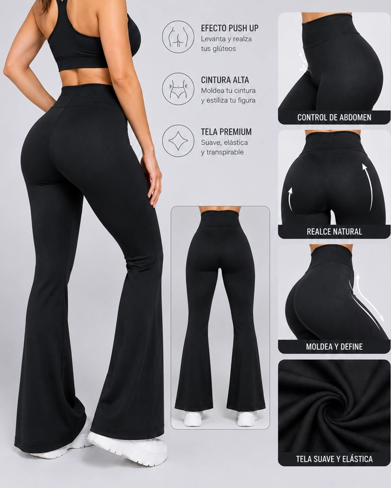 LEGGING FLARE FAJA MODELADORA OXFORD PUSH UP TIRO ALTO - 4
