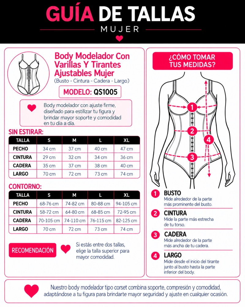 FAJA BODY MODELADORA MUJER REDUCTORA CON VARILLAS - 4