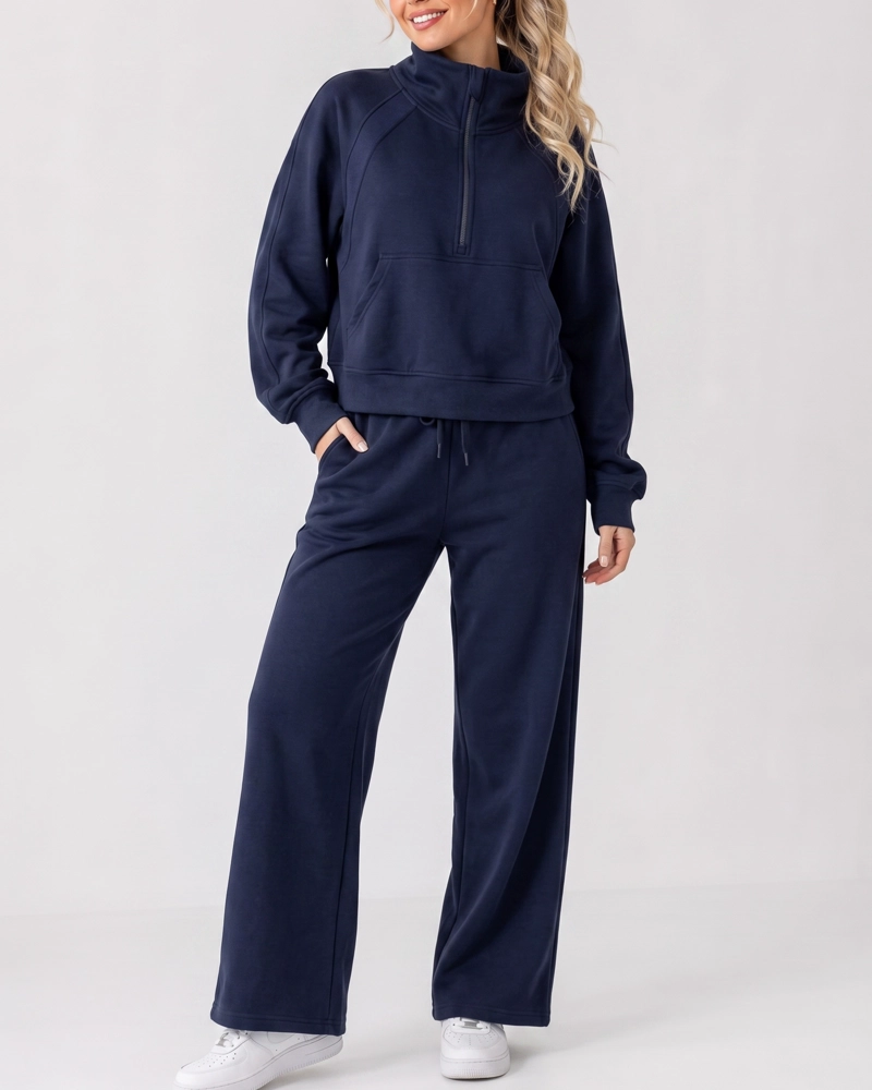 CONJUNTO BUZO MUJER POLERON CIERRE Y PANTALON PALAZZO - 1