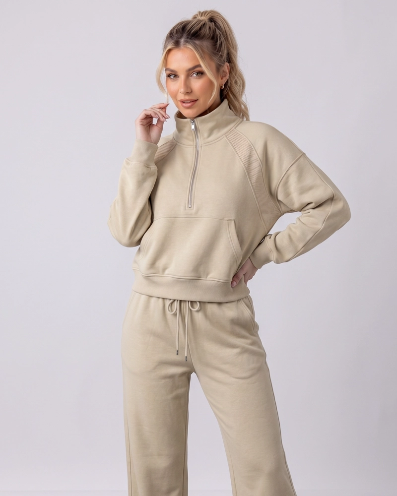 CONJUNTO BUZO MUJER POLERON CIERRE Y PANTALON PALAZZO - 1