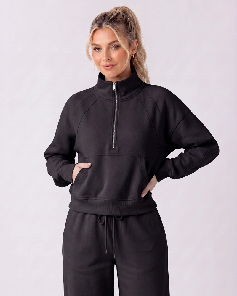 CONJUNTO BUZO MUJER POLERON CIERRE Y PANTALON PALAZZO - 1