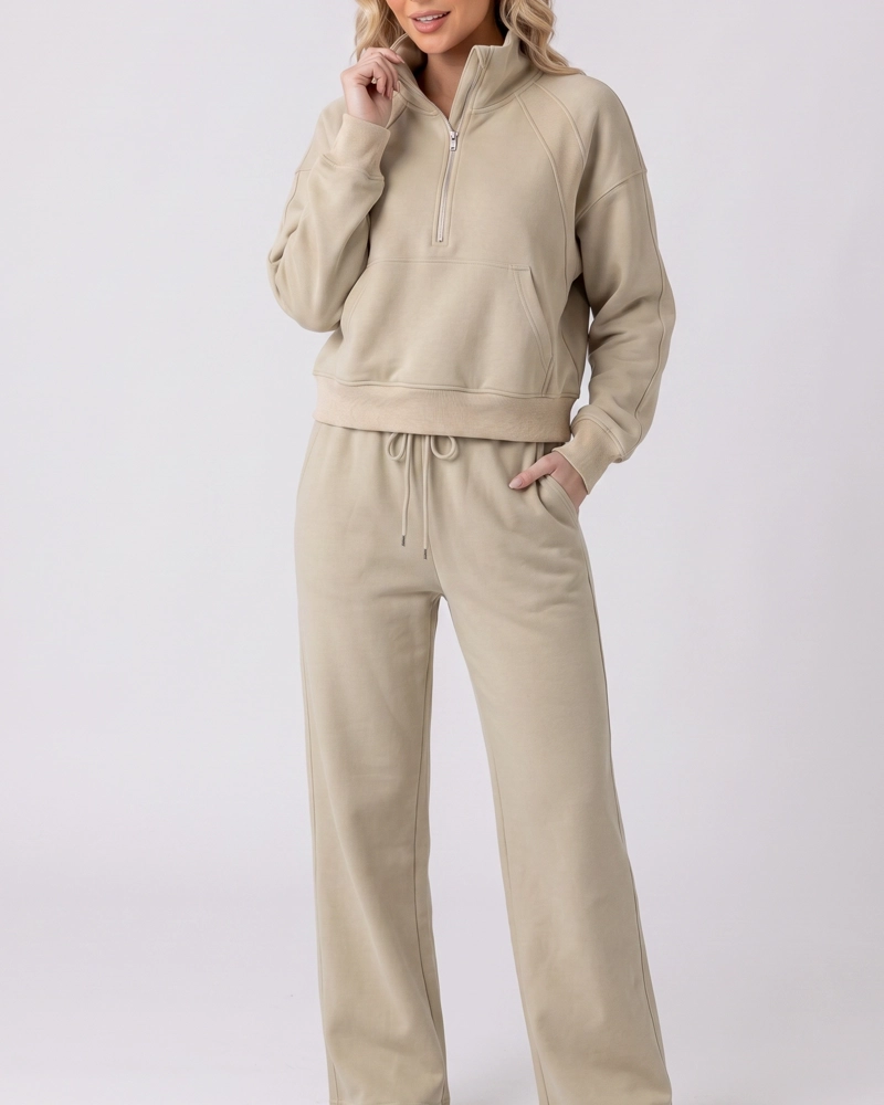 CONJUNTO BUZO MUJER POLERON CIERRE Y PANTALON PALAZZO - 2