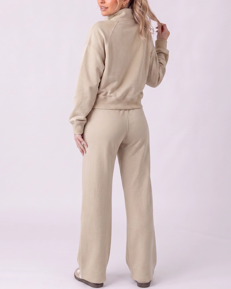 CONJUNTO BUZO MUJER POLERON CIERRE Y PANTALON PALAZZO - 3