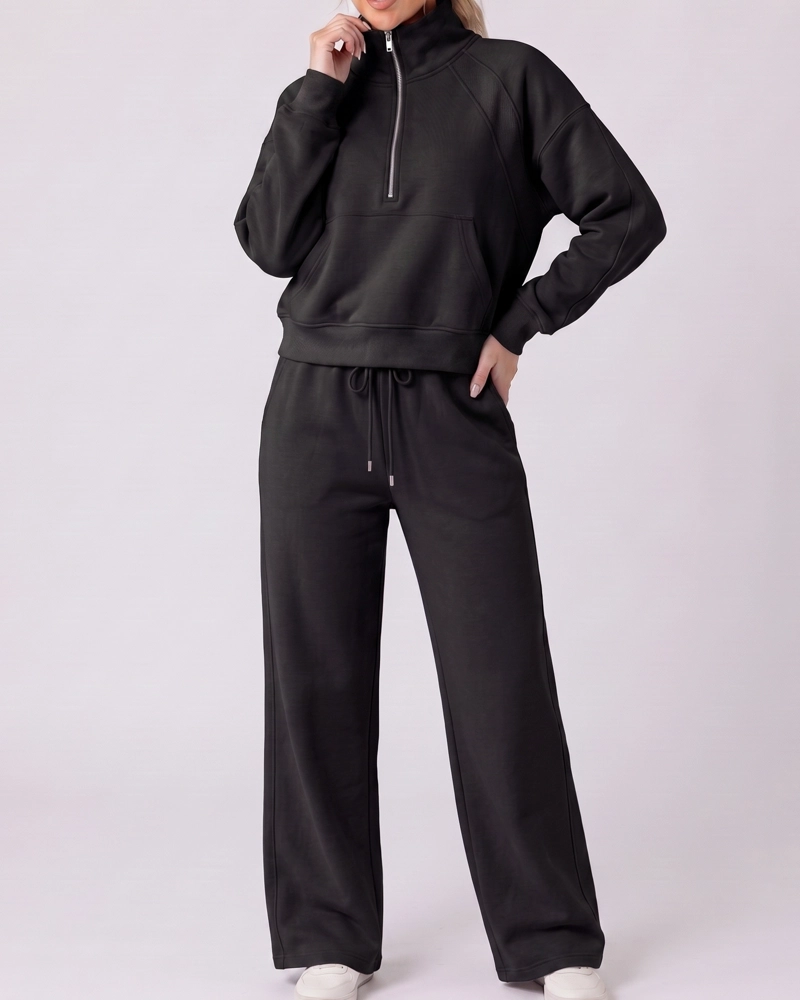 CONJUNTO BUZO MUJER POLERON CIERRE Y PANTALON PALAZZO - 3
