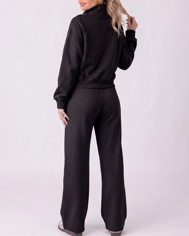 CONJUNTO BUZO MUJER POLERON CIERRE Y PANTALON PALAZZO - 3