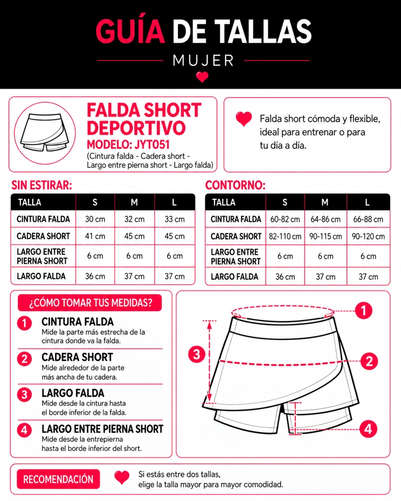 FALDA SHORT DEPORTIVA MUJER PRETINA ALTA CON BOLSILLO - 5