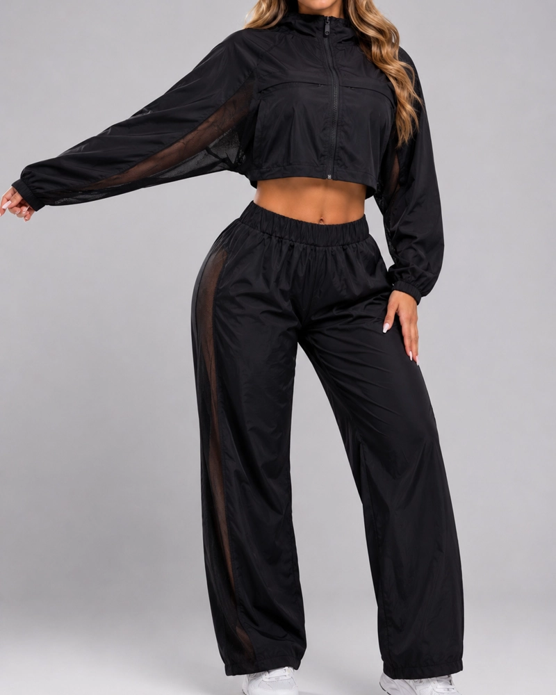 CONJUNTO DEPORTIVO MUJER CHAQUETA CROP Y PANTALON PALAZZO - 1