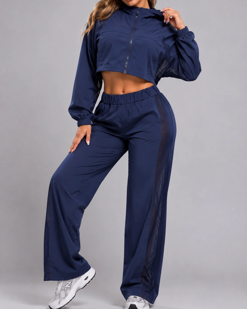 CONJUNTO DEPORTIVO MUJER CHAQUETA CROP Y PANTALON PALAZZO - 1