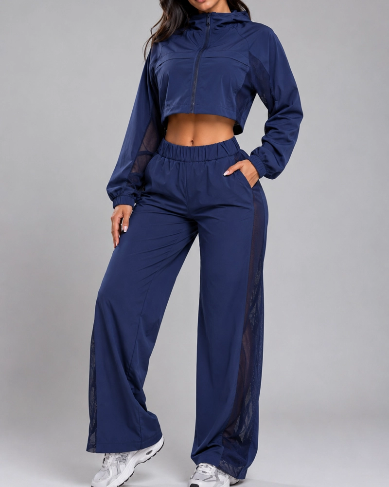 CONJUNTO DEPORTIVO MUJER CHAQUETA CROP Y PANTALON PALAZZO - 2