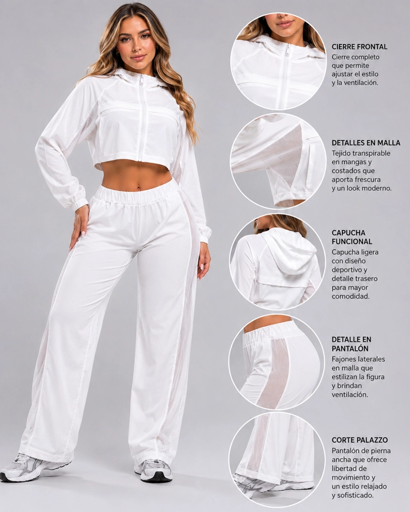 CONJUNTO DEPORTIVO MUJER CHAQUETA CROP Y PANTALON PALAZZO - 4