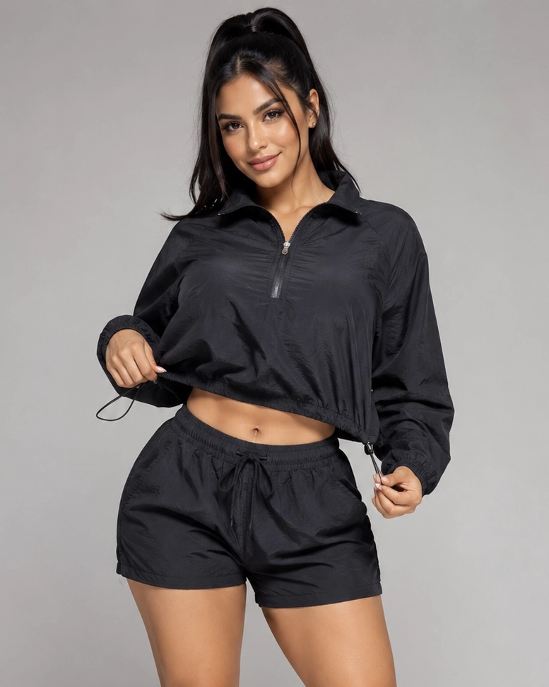 CONJUNTO DEPORTIVO 2 PIEZAS CORTAVIENTO LIVIANO CHAQUETA Y SHORT - 1