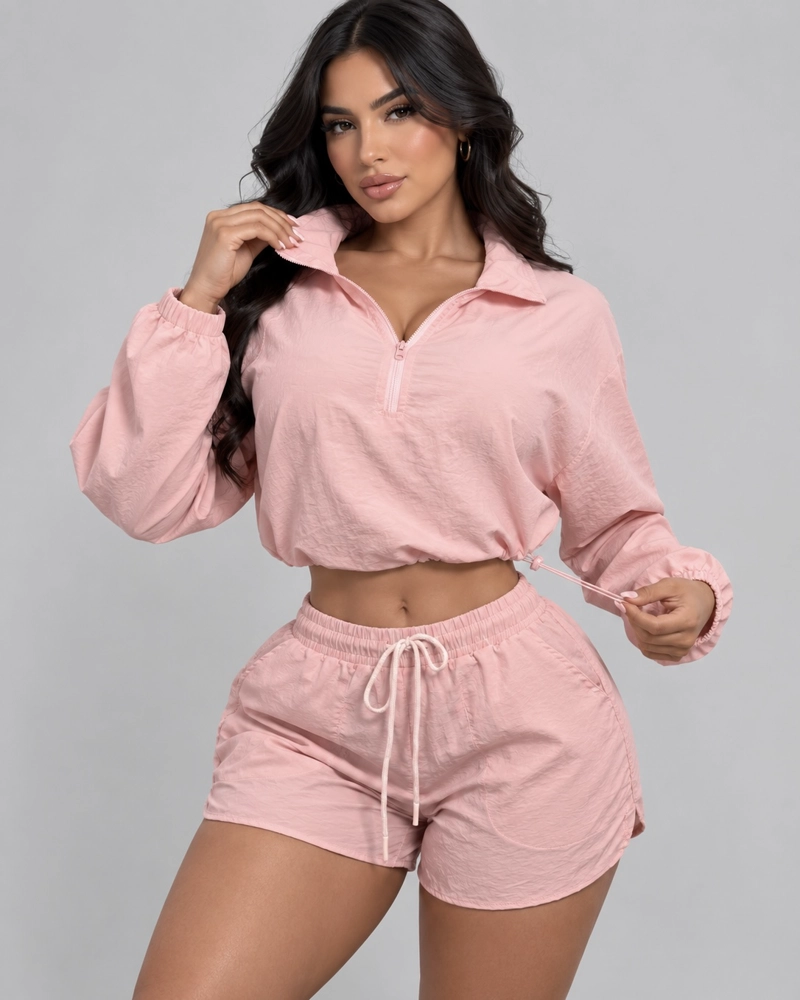 CONJUNTO DEPORTIVO 2 PIEZAS CORTAVIENTO LIVIANO CHAQUETA Y SHORT - 1