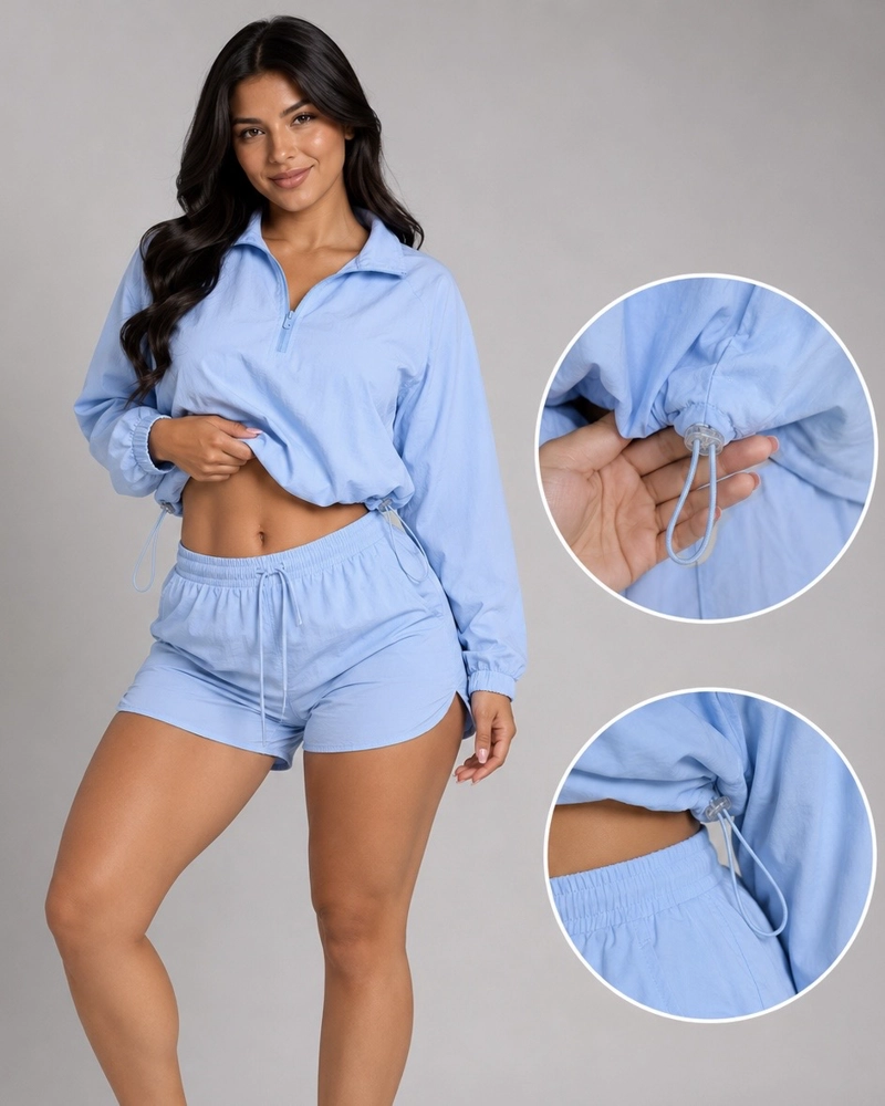 CONJUNTO DEPORTIVO 2 PIEZAS CORTAVIENTO LIVIANO CHAQUETA Y SHORT - 2