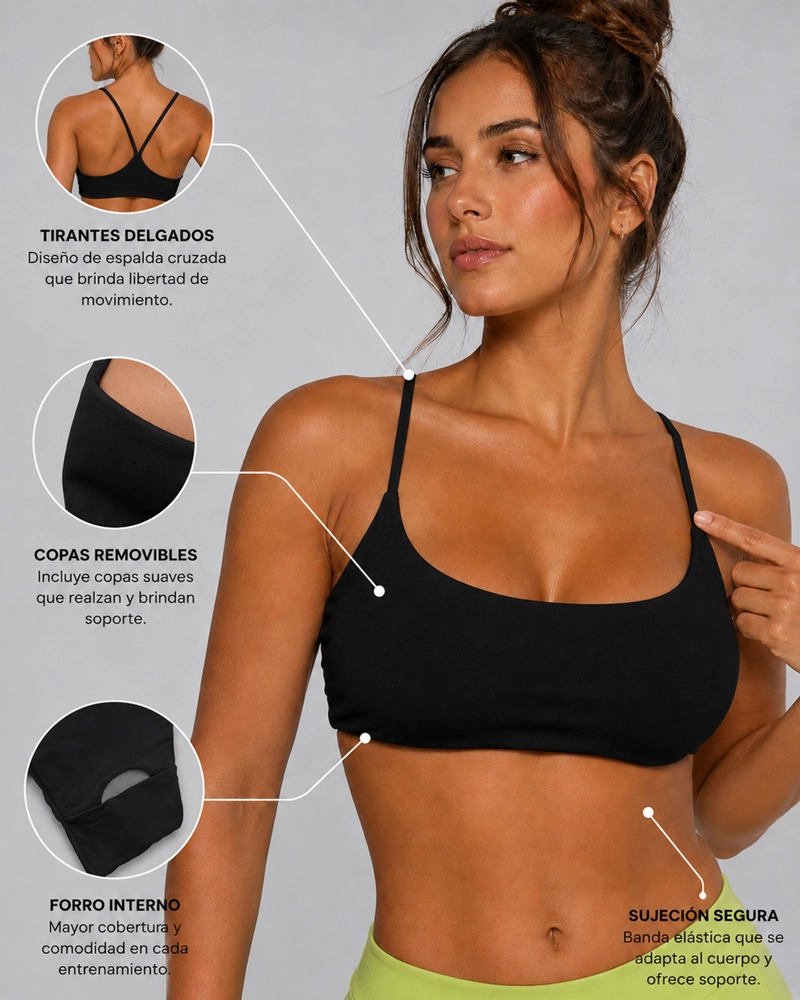 PETO DEPORTIVO FITNESS MUJER ESPALDA CRUZADA AJUSTADO - 3