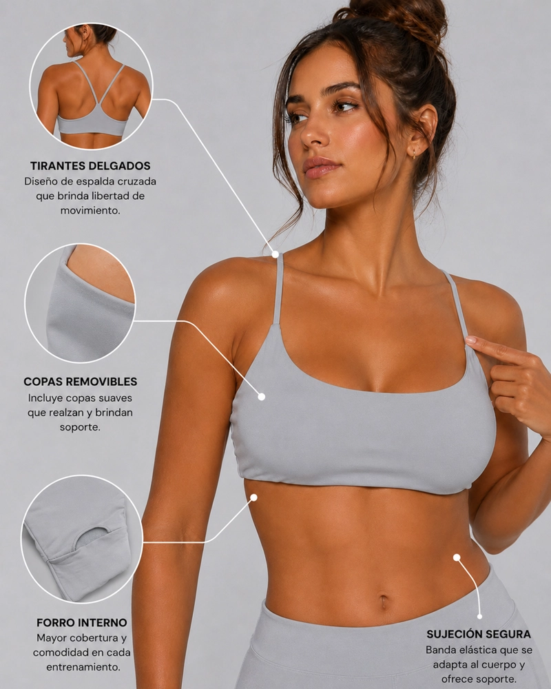 PETO DEPORTIVO FITNESS MUJER ESPALDA CRUZADA AJUSTADO - 3