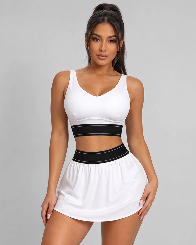CONJUNTO DEPORTIVO 2 PIEZAS PETO Y FALDA SHORT CON BOLSILLO - 2