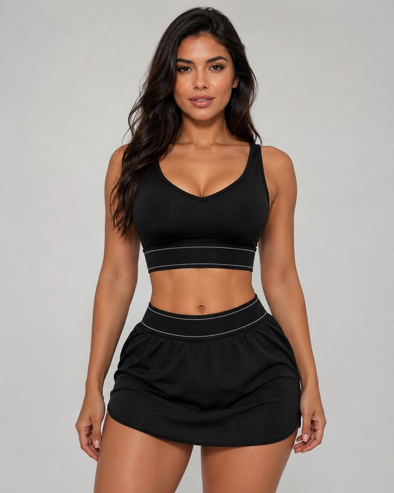 CONJUNTO DEPORTIVO 2 PIEZAS PETO Y FALDA SHORT CON BOLSILLO - 4