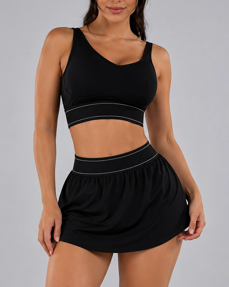 CONJUNTO DEPORTIVO 2 PIEZAS PETO Y FALDA SHORT CON BOLSILLO - 5