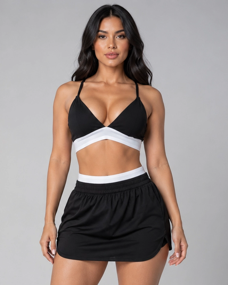 CONJUNTO DEPORTIVO 2 PIEZAS TOP Y FALDA SHORT CON CALZA INTERIOR - 3