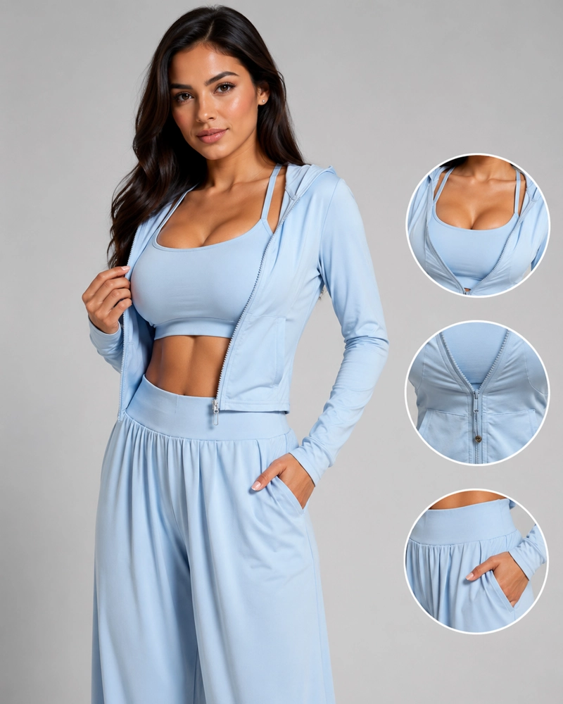 SET DEPORTIVO 3 PIEZAS MUJER PETO CHAQUETA Y PALAZZO SUAVE - 2
