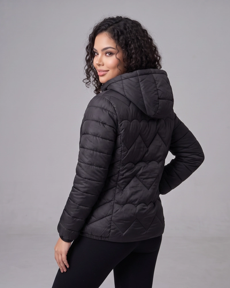 PARKA TE RMICA CORTA MUJER ACOLCHADA CON CIERRE Y GORRO - 2