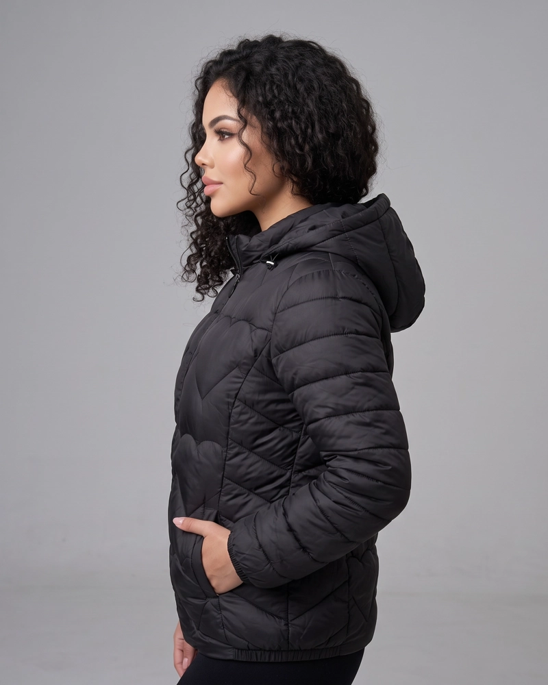 PARKA TE RMICA CORTA MUJER ACOLCHADA CON CIERRE Y GORRO - 3