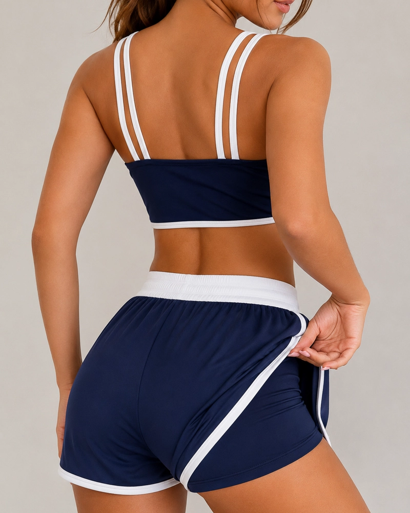 CONJUNTO DEPORTIVO MUJER SHORT Y TOP GYM LINEAS RETRO - 5