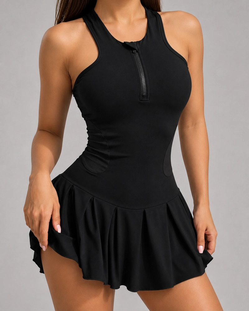 VESTIDO DEPORTIVO MUJER ENTERIZO CON SHORT INTERNO PLISADO - 3