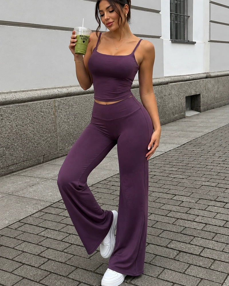 CONJUNTO DEPORTIVO MUJER SET TOP TIRANTES PANTALON PALAZZO - 1