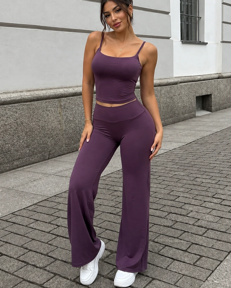 CONJUNTO DEPORTIVO MUJER SET TOP TIRANTES PANTALON PALAZZO - 2