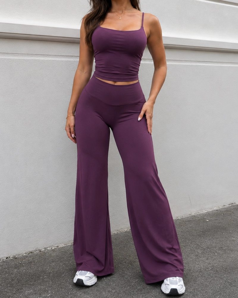 CONJUNTO DEPORTIVO MUJER SET TOP TIRANTES PANTALON PALAZZO - 3