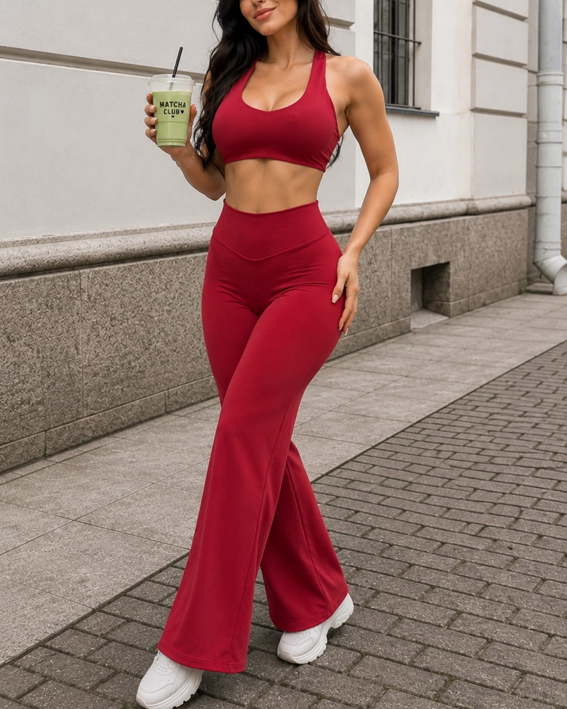 CONJUNTO DEPORTIVO MUJER SET TOP Y CALZA FLARE - 1