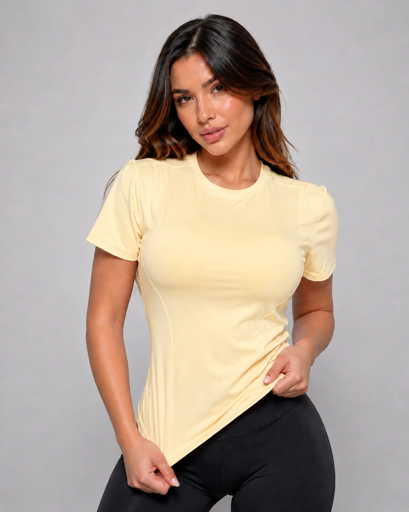 POLERA DEPORTIVA MUJER AJUSTADA ELASTICADA GYM FITNESS - 1