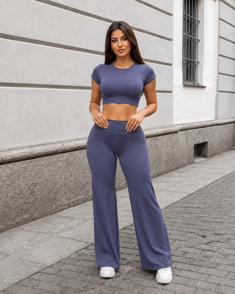CONJUNTO DEPORTIVO MUJER SET CROP TOP ESPALDA ABIERTA Y PALAZZO - 3