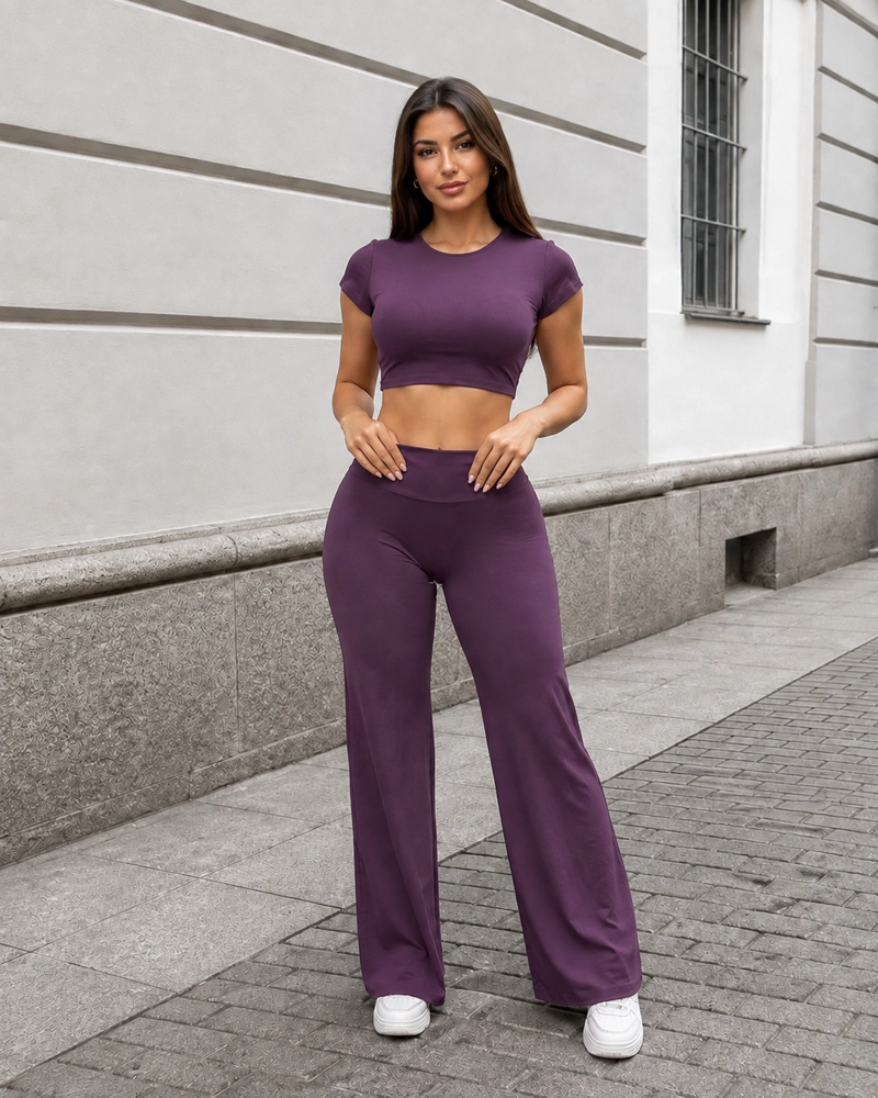 CONJUNTO DEPORTIVO MUJER SET CROP TOP ESPALDA ABIERTA Y PALAZZO - 3